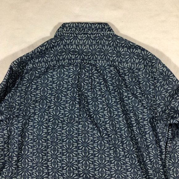 NEW Express Mens Medium Chambray Button Front Shirt Geometric Floral NWT $59.90 - Picture 6 of 13